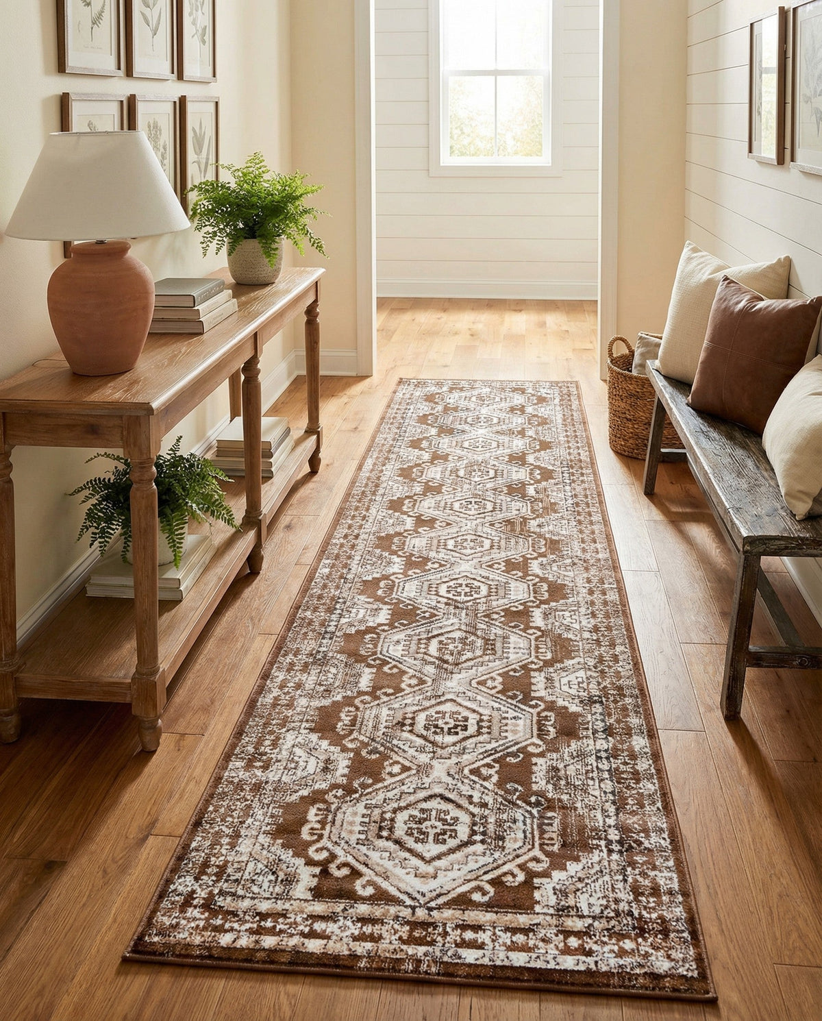 Savannah Elegance Collection Area Rug -  Tybee (Brown) Runner Brown  lifestyle 65