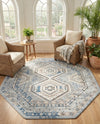 Savannah Elegance Collection Area Rug -  Tybee (Aqua Blue) Octagon Aqua Blue  lifestyle 71