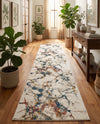 Jewel Oasis Collection Area Rug -  Opaline Runner White Navy  lifestyle 52