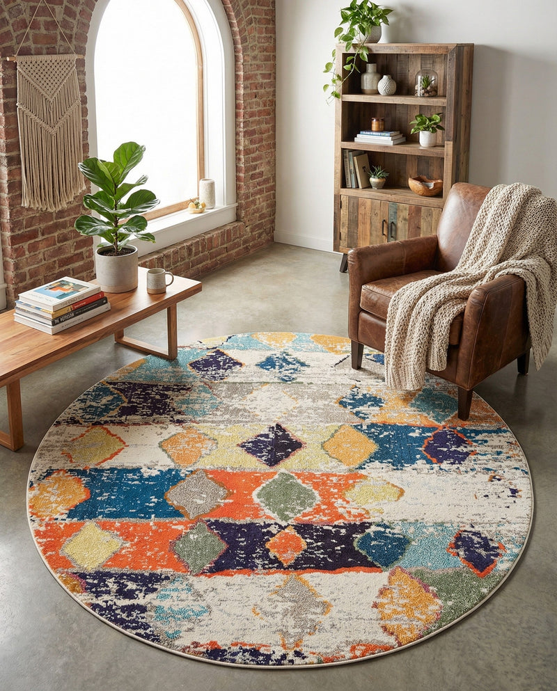 Colorburst Oasis Collection Area Rug -  Marina Round Ivory  lifestyle 66
