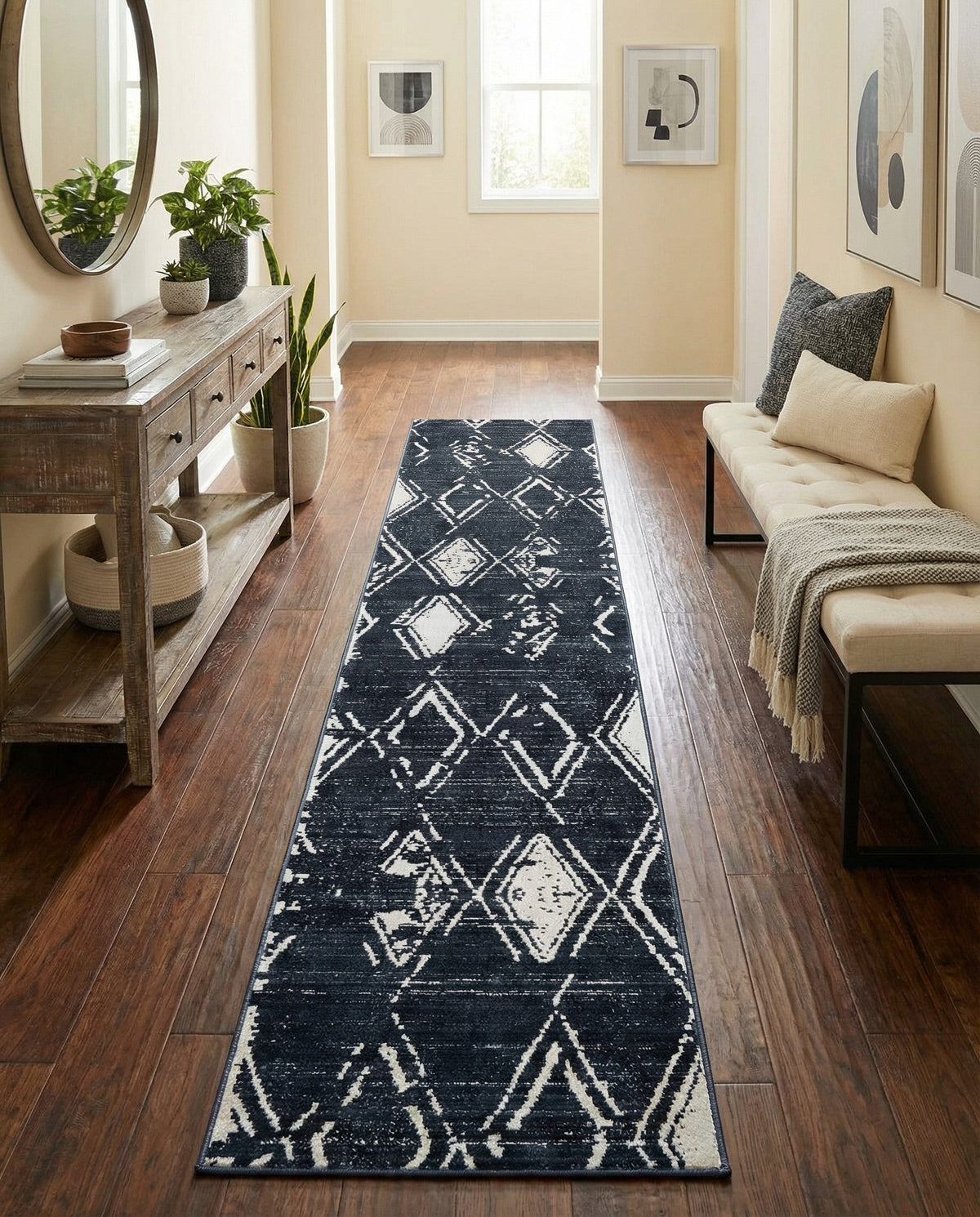 Metro Heights Collection Area Rug -  Madison Runner Navy Blue  lifestyle 127