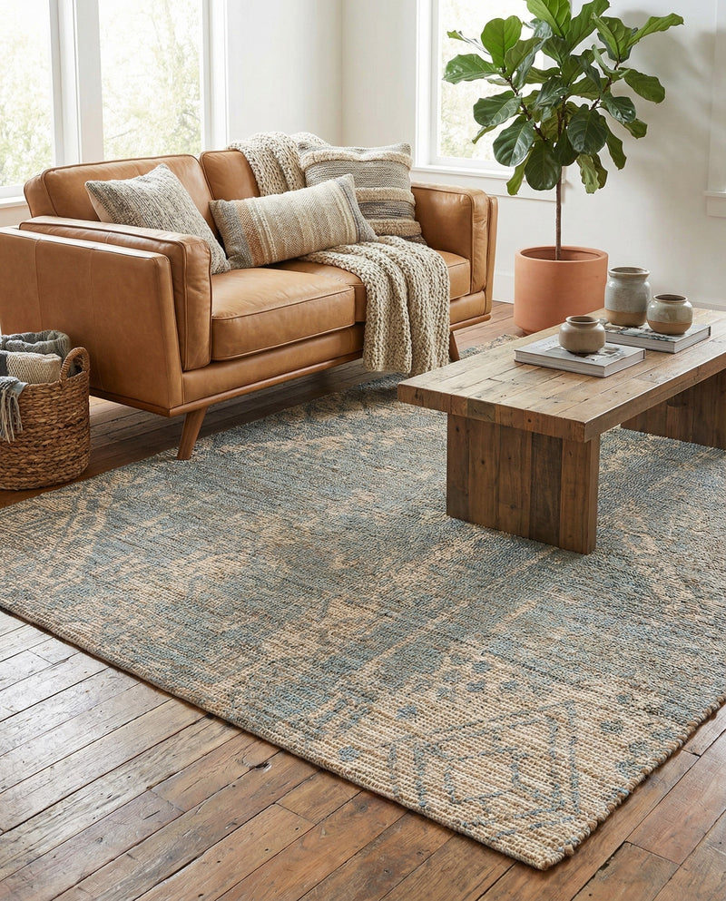 Savannah Threads Collection Area Rug -  Kalahari Rectangle Antique Blue  lifestyle 11