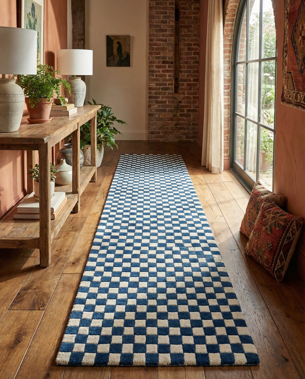 Shepherd's Glen Wool Collection Area Rug - Reykjavik Runner Blue and White  lifestyle 64