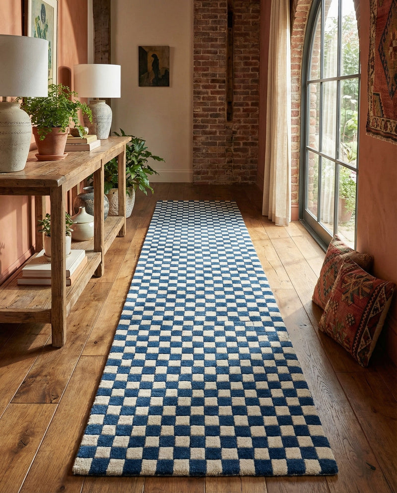 Shepherd's Glen Wool Collection Area Rug - Reykjavik Runner Blue and White  lifestyle 64