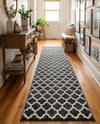 Lattice Gardens Collection Area Rug -  Bloomfield (Black) Runner Black  lifestyle 57