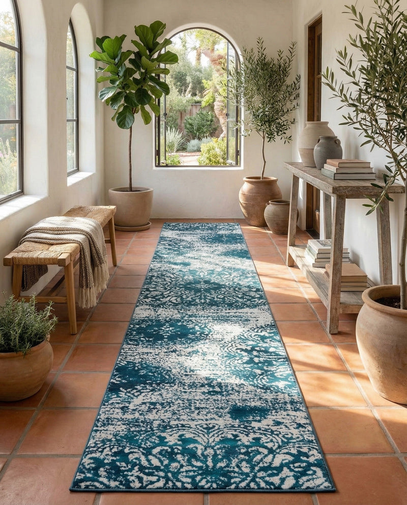Riviera Elegance Collection Area Rug -  Monaco (Blue) Runner Blue  lifestyle 39