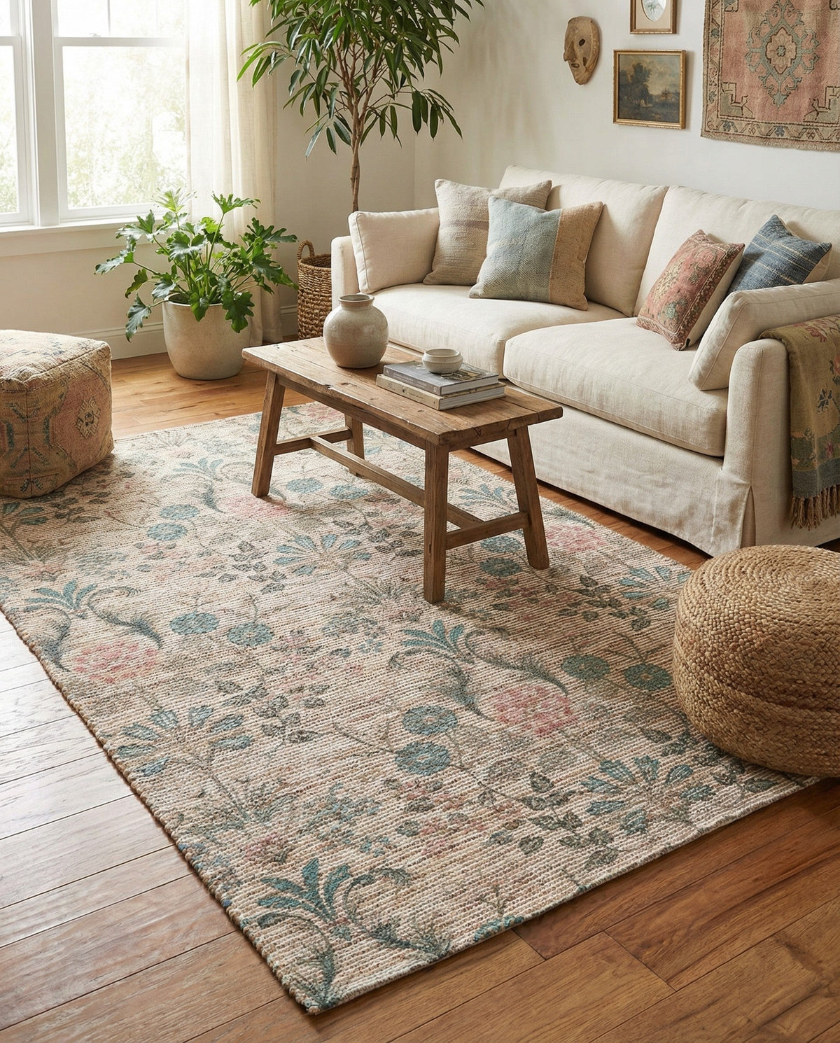 Savannah Threads Collection Area Rug -  Mendocino Rectangle Ivory  lifestyle 9
