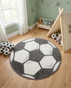 Wonder Tykes Collection Area Rug -  Mirth Round Black and White  lifestyle 19