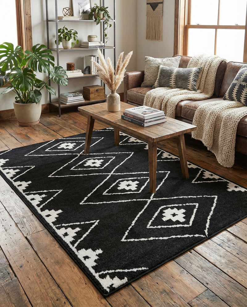 Copenhagen Edge Collection Area Rug -  Frederiksberg Rectangle Black  lifestyle 19