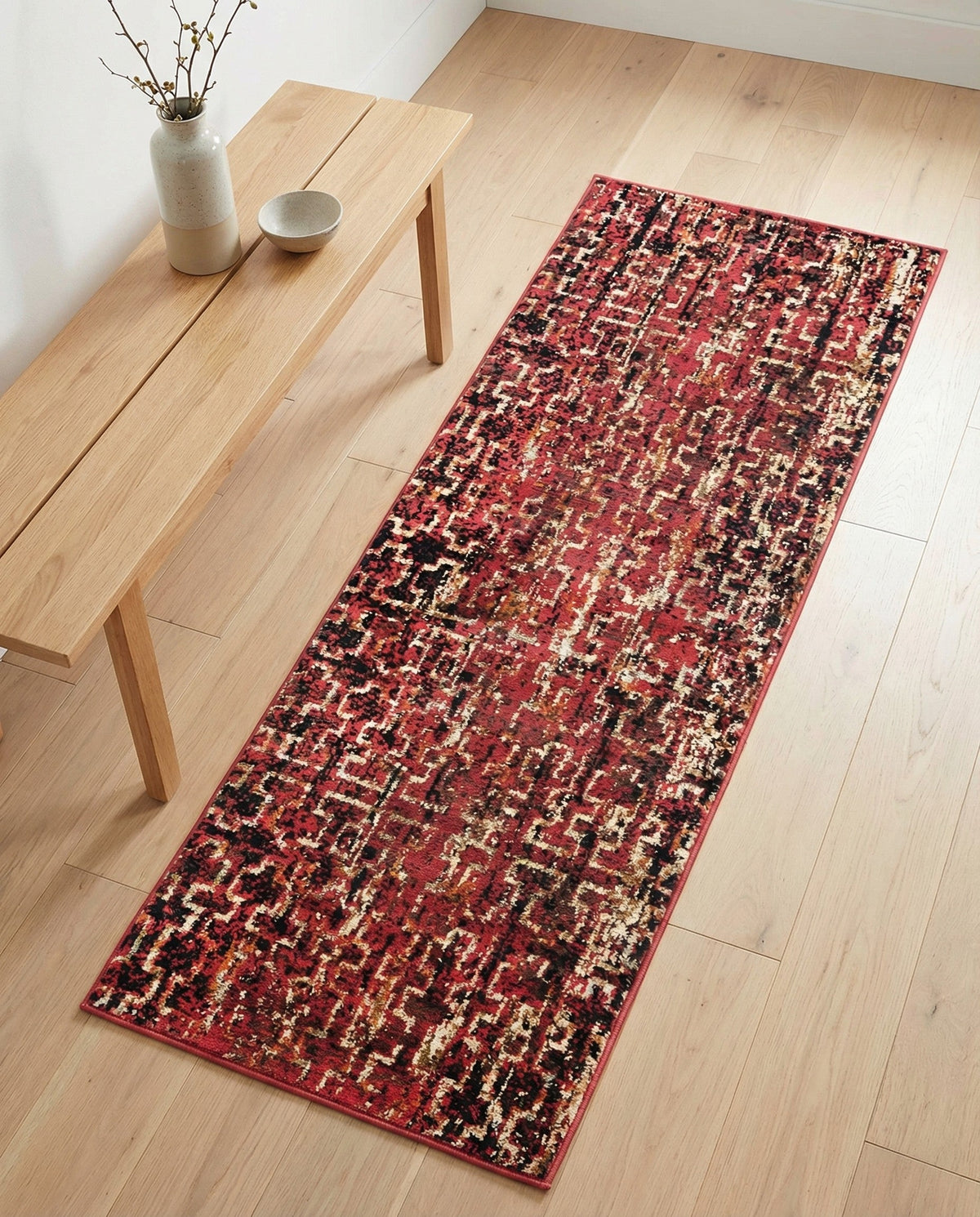 Neptune Elegance Collection Area Rug -  Proteus Runner Burgundy  lifestyle 111