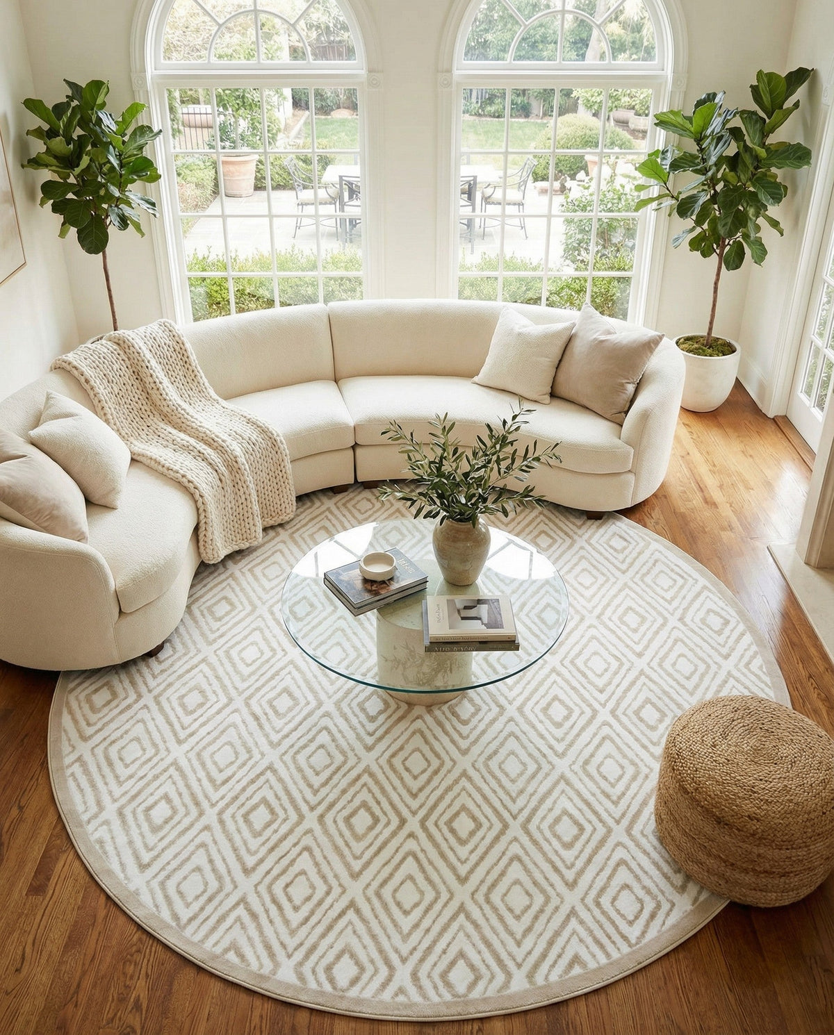 Sanctuary Retreat Collection Area Rug -  Oasis Round Snow White  lifestyle 182