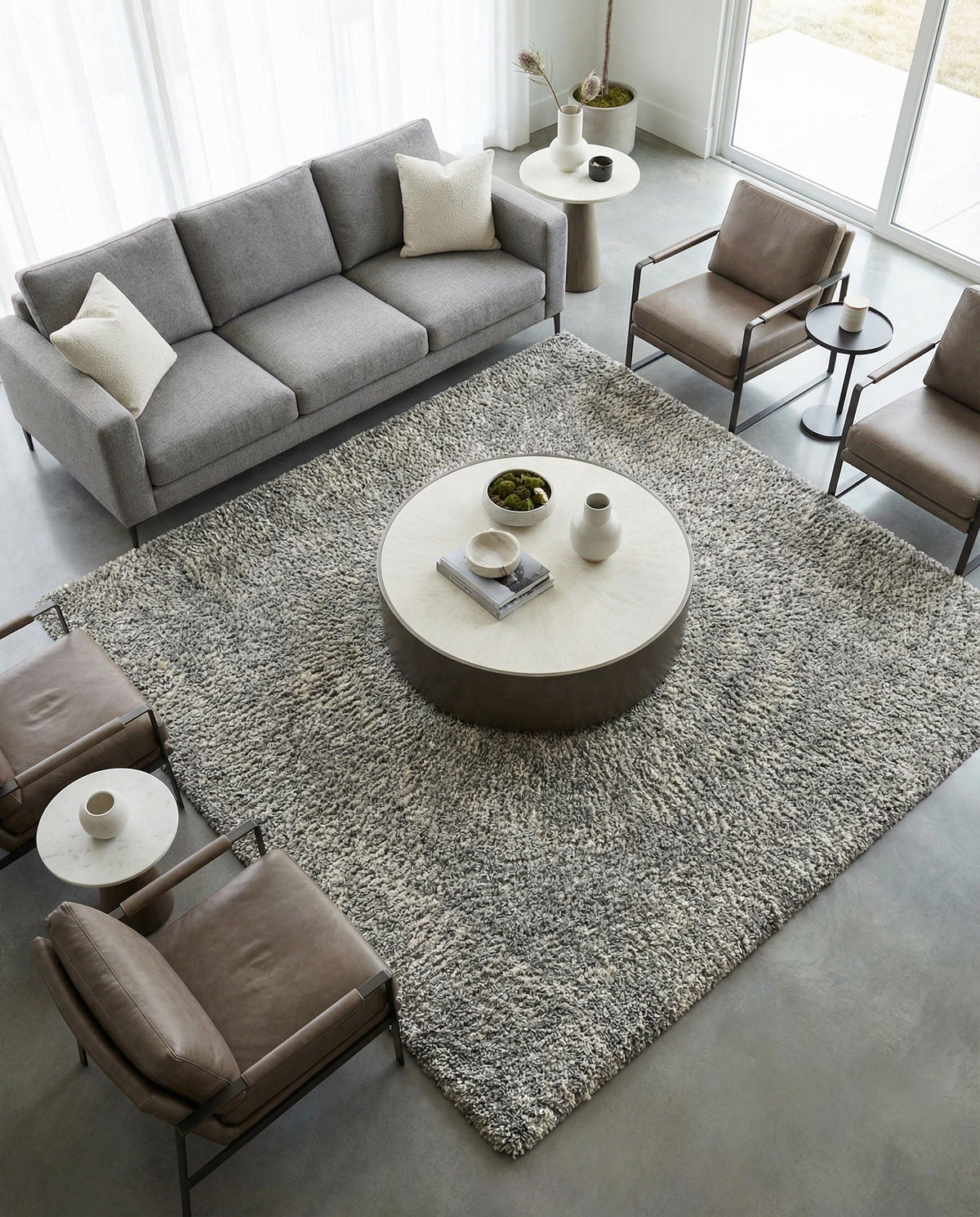 Wellington Luxe Shag Collection Area Rug - Kapiti Square Salt and Pepper  lifestyle 187