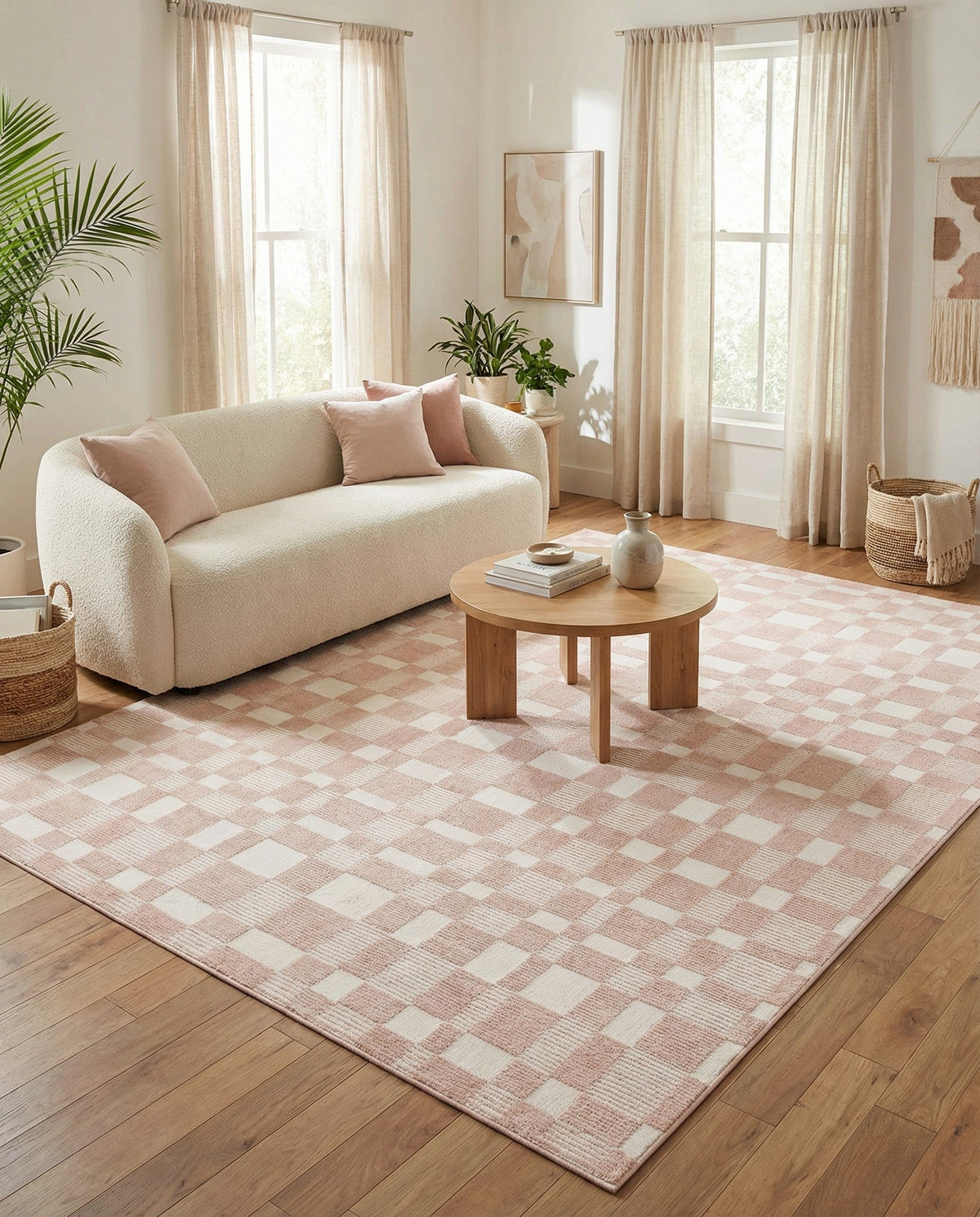Haven Tapestry Collection Area Rug -  SereneCove Rectangle Barely Blush Pink  lifestyle 26