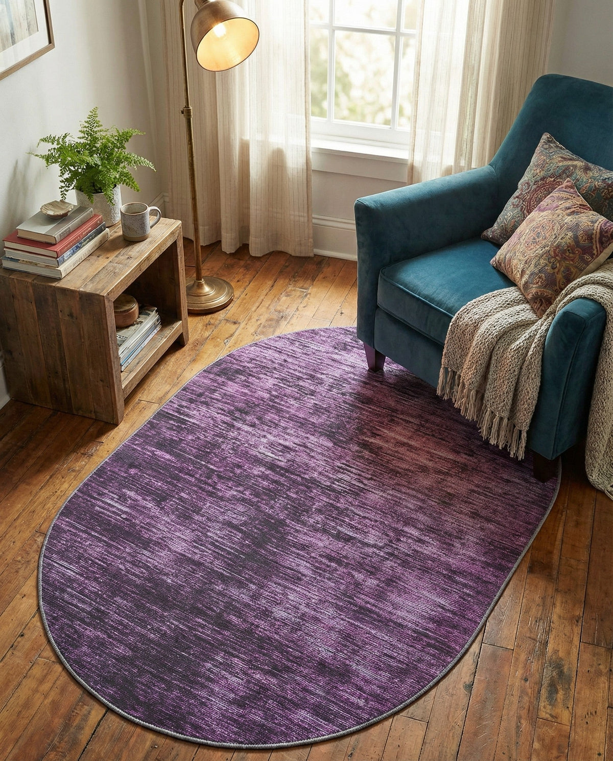 Sahara Essence Collection Area Rug - Oasis (Purple) Oval Purple  lifestyle 87