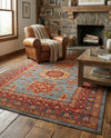 Persian Elegance Collection Area Rug -  Bushehr Rectangle Light Blue  lifestyle 23