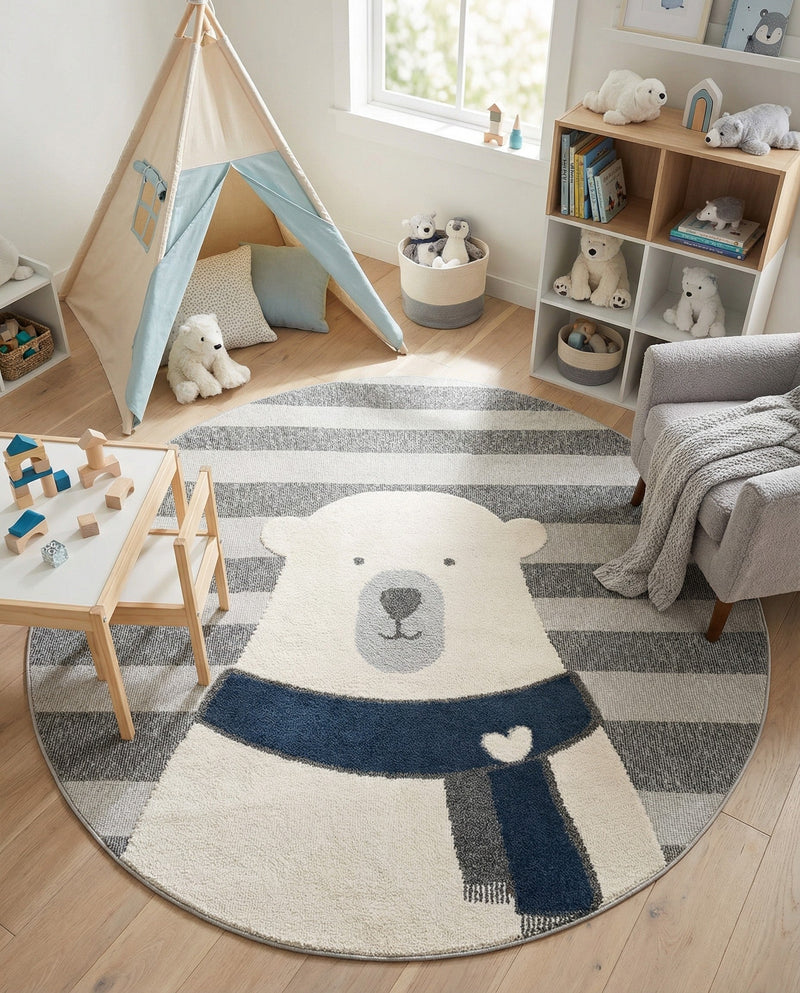 Wonder Tykes Collection Area Rug -  Dreamland Round Gray  lifestyle 53