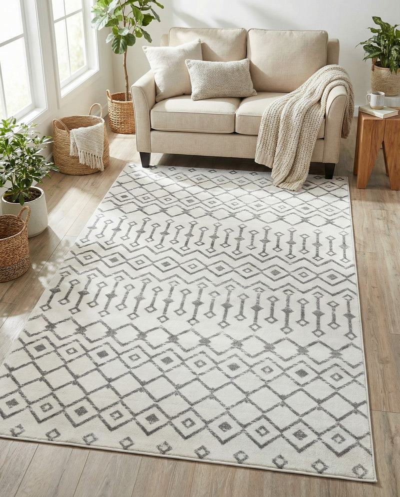 Marrakech Lattice Collection Area Rug - Medina (Ivory) Rectangle Ivory  lifestyle 14