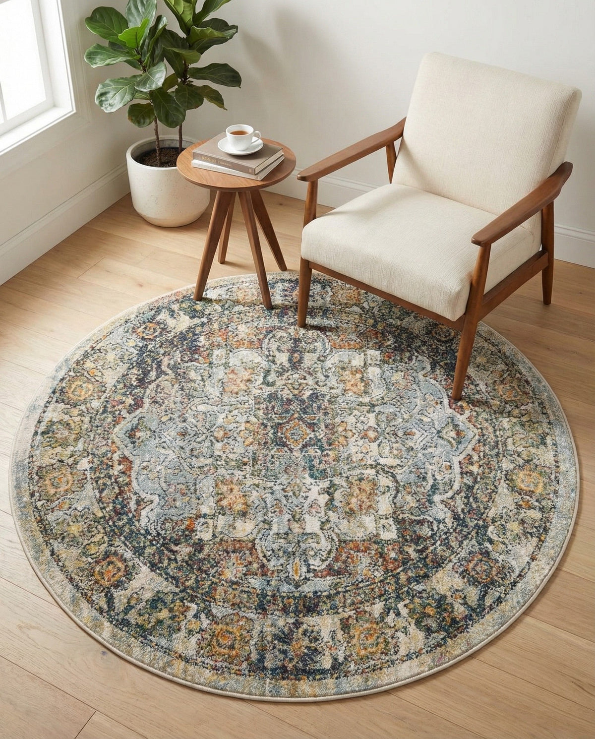 Savannah Soiree Collection Area Rug -  Everglade (Ivory) Round Ivory  lifestyle 109