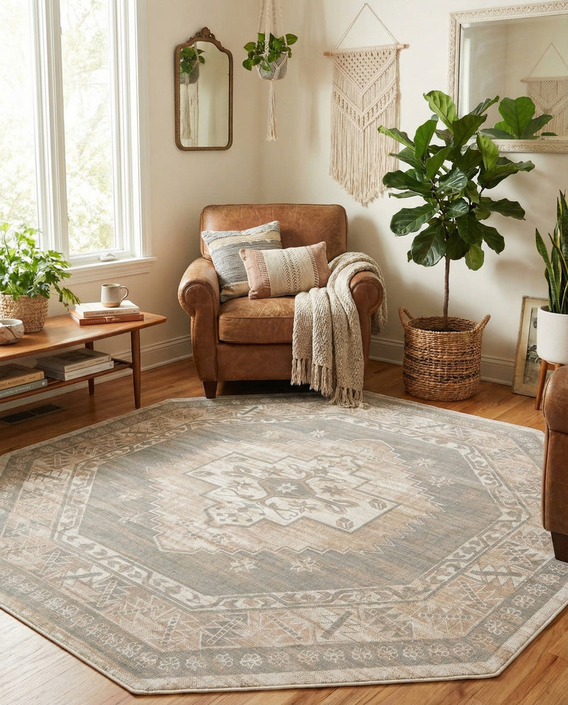 Savannah Series Collection Area Rug -  Augusta (Mink) Octagon Mink  lifestyle 29