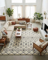 Berber Lattice Shag Collection Area Rug - Atlas (Ivory) Square Ivory  lifestyle 46