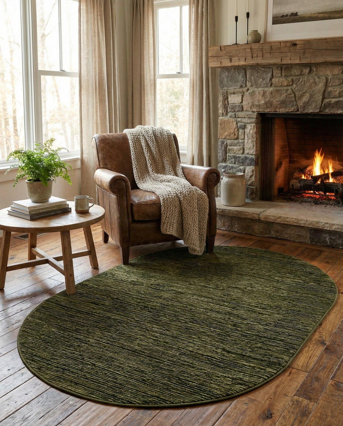 Bloomsbury Elegance Collection Area Rug -  Kensington (Green) Oval Green  lifestyle 97