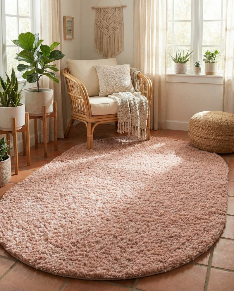 Alpine Plush Collection Area Rug -  Cortina (Dusty Rose) Oval Dusty Rose  lifestyle 47