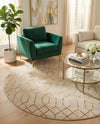 Hollywood Luxe Collection Area Rug - Sunset (White Gold) Round White Gold  lifestyle 47