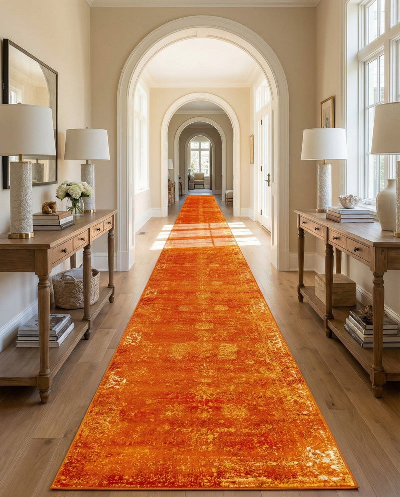 Riviera Elegance Collection Area Rug - Antibes (Orange) Runner Orange  lifestyle 41