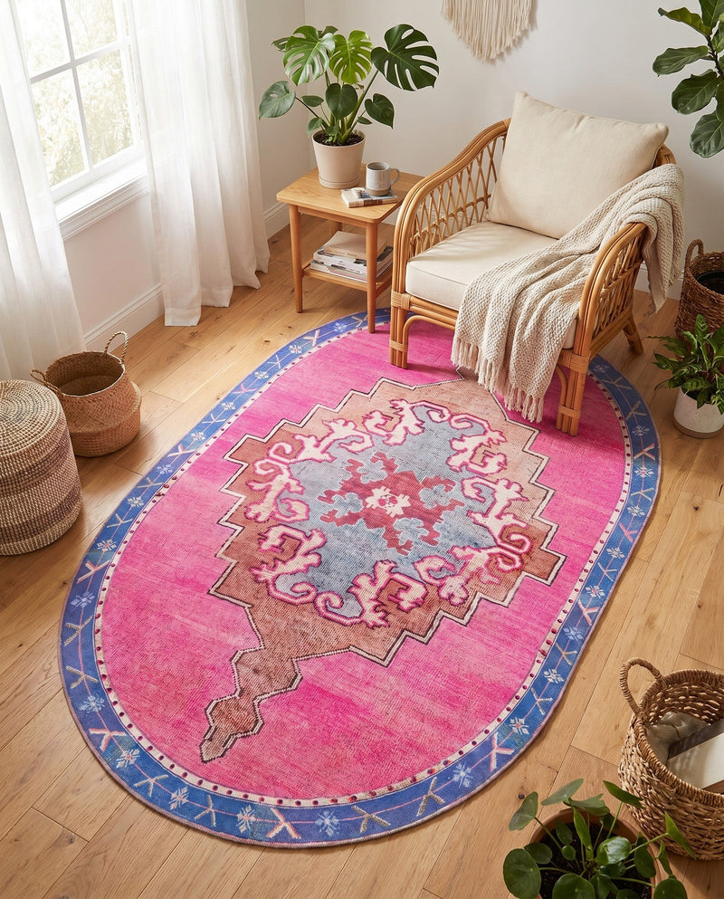 Heritage Elegance Collection Area Rug -  Winterthur (Fuchsia) Oval Fuchsia  lifestyle 35