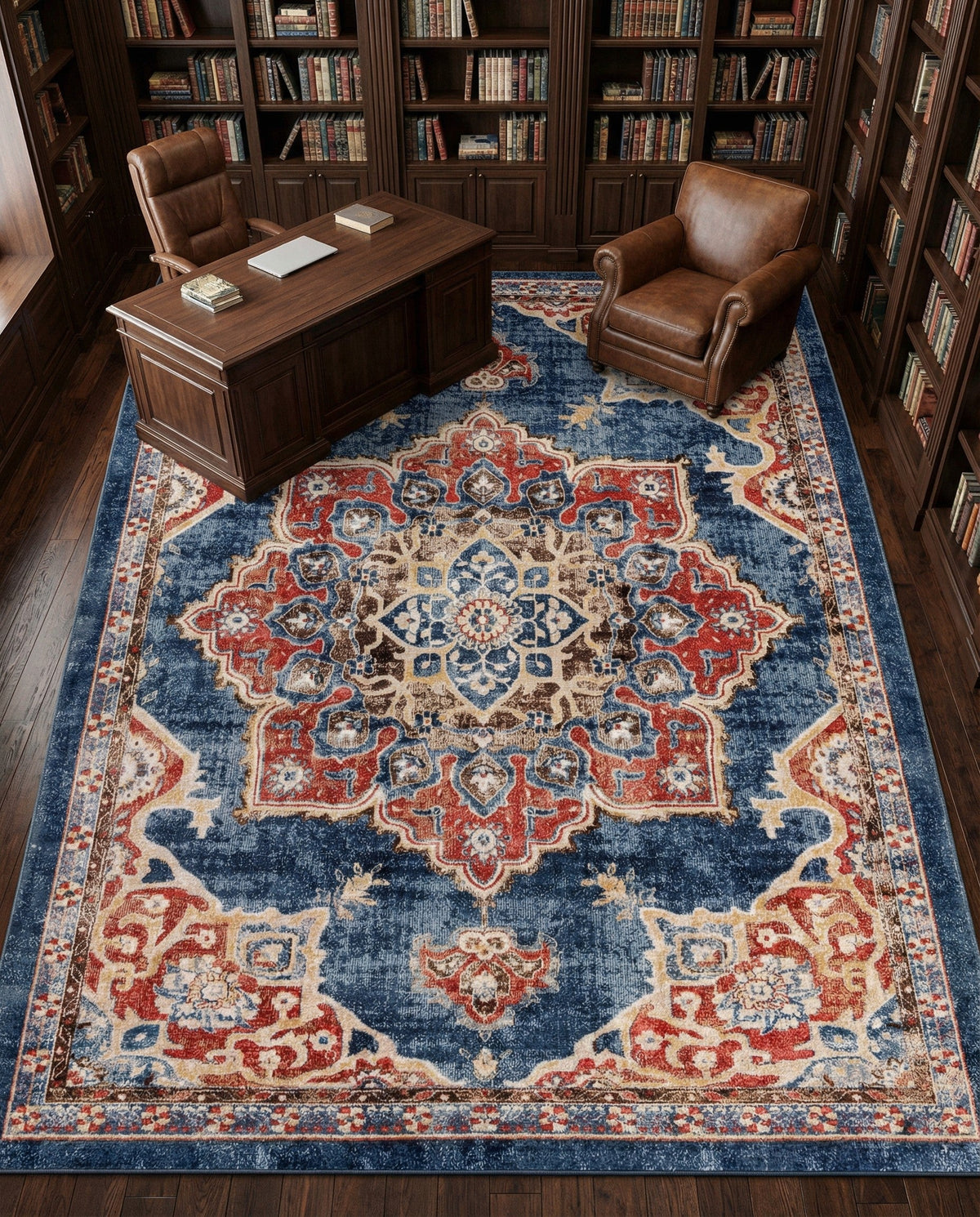 Eden Oasis Collection Area Rug -  Tranquility (Dark Blue) Rectangle Dark Blue  lifestyle 8