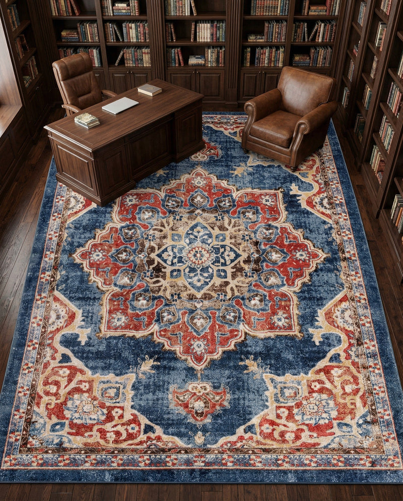 Eden Oasis Collection Area Rug -  Tranquility (Dark Blue) Rectangle Dark Blue  lifestyle 8