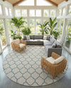 Savannah Pergola Collection Area Rug - Arbor (Gray) Round Gray  lifestyle 52