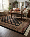Samarkand Elegance Collection Area Rug -  Margilan (Black) Rectangle Black  lifestyle 19