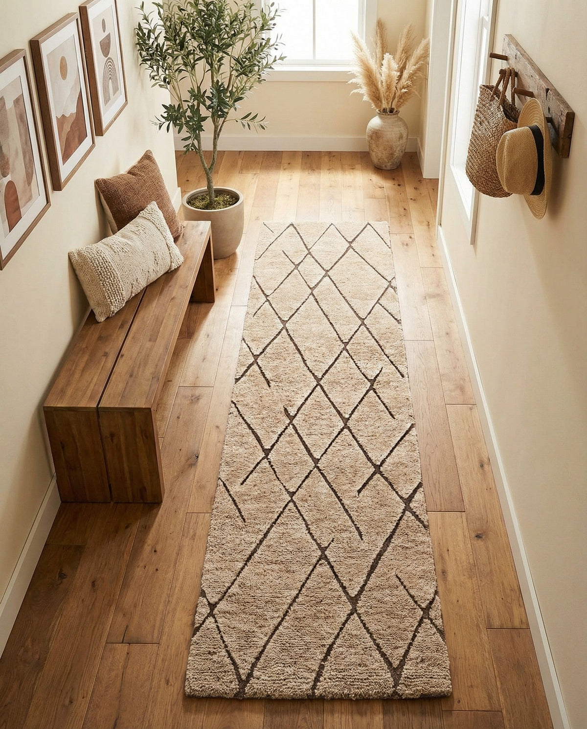 Sahara Berber Wool Collection Area Rug - Marrakesh Runner Camel Brown  lifestyle 135