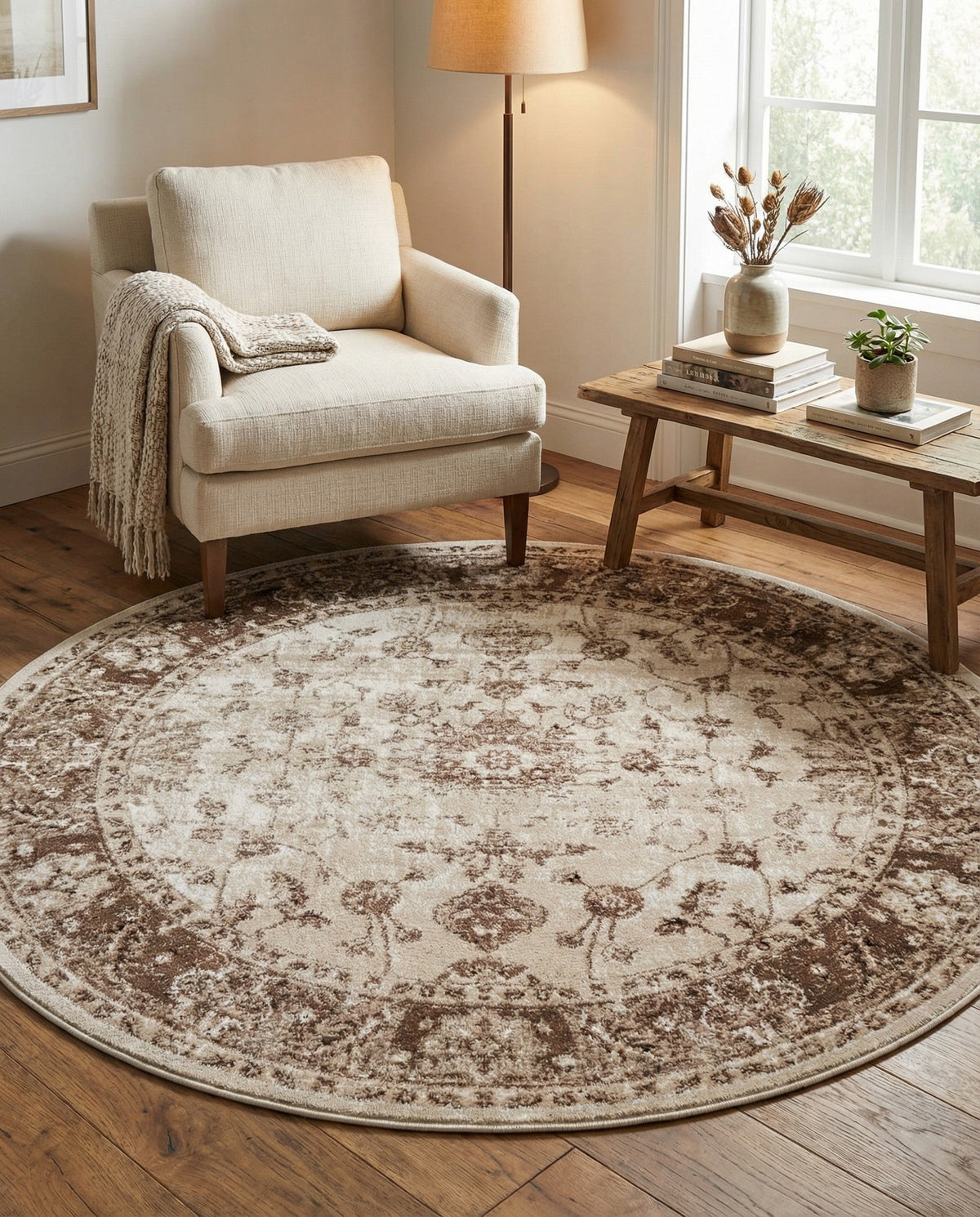 Andes Summit Collection Area Rug -  Aconcagua Round Cream  lifestyle 112