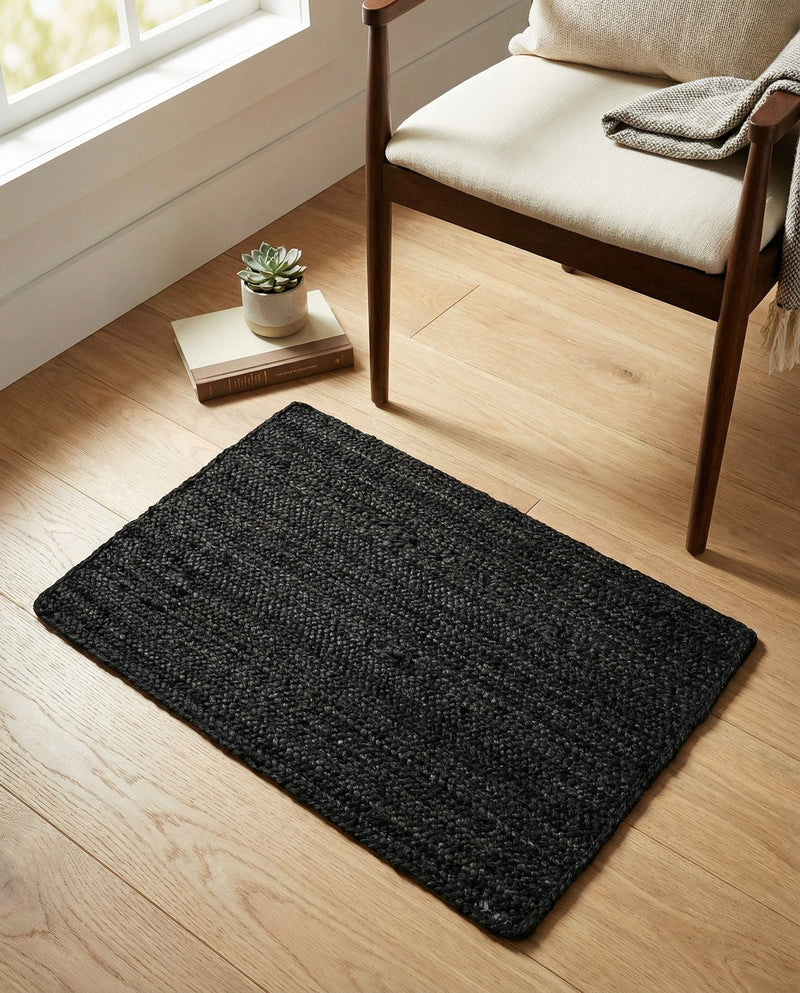 Woven Seaside Jute Collection Area Rug - Martha's Rectangle Black  lifestyle 15