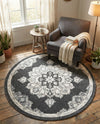 Beverly Grove Collection Area Rug - Melrose (Charcoal) Round Charcoal  lifestyle 63
