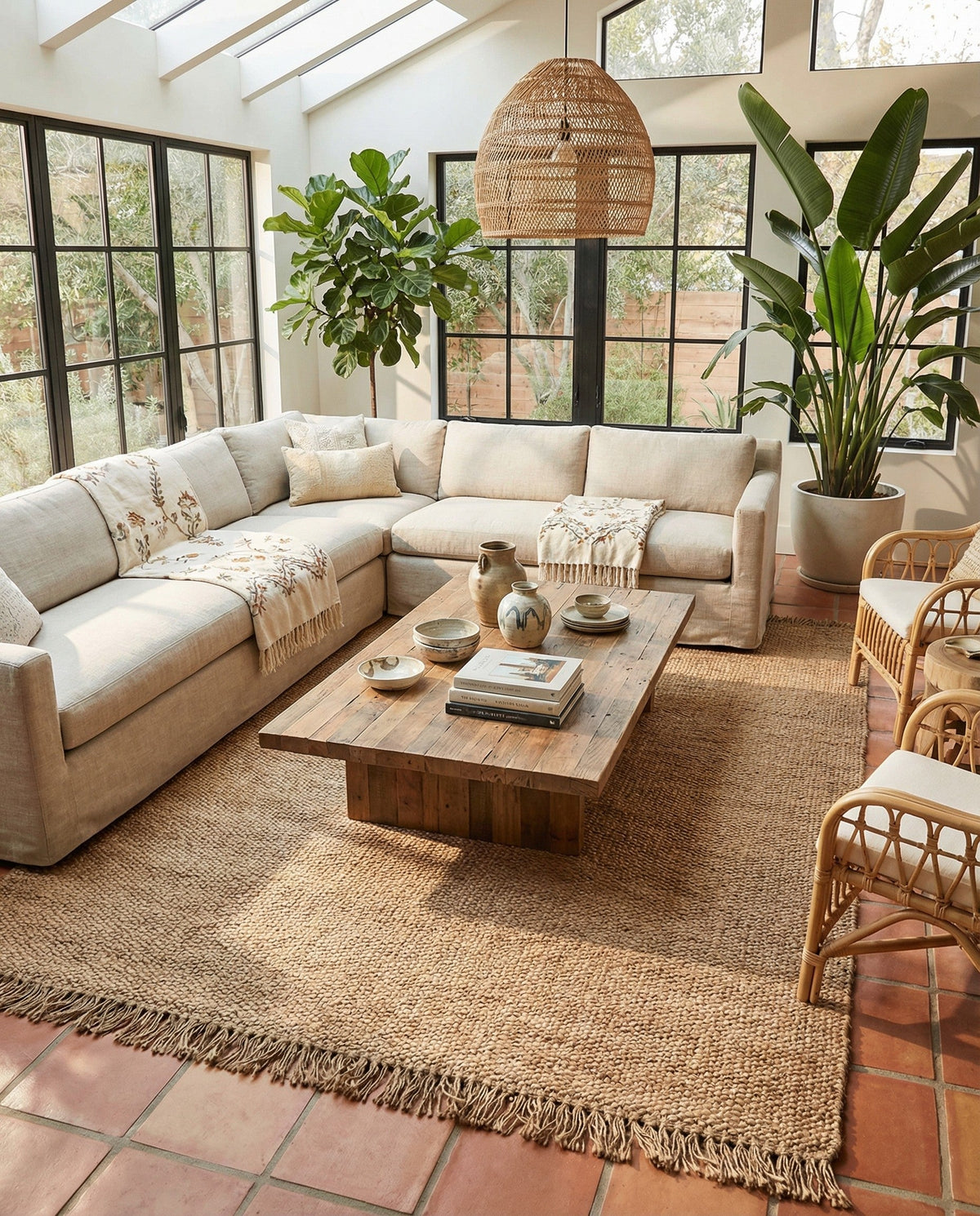 Savannah Jute Collection Area Rug - Seashore Rectangle Natural  lifestyle 57