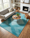 Seychelles Stripes Collection Area Rug - Mahe (Turquoise) Rectangle Turquoise  lifestyle 14