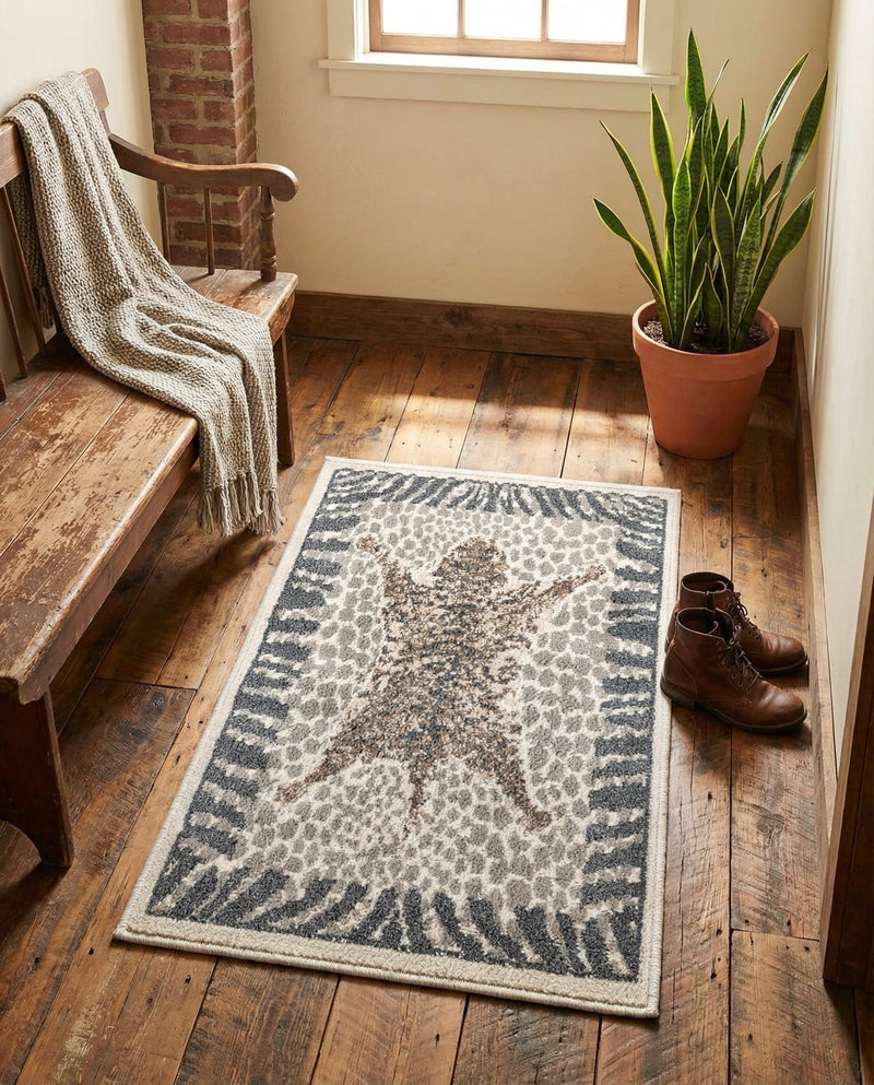 Savannah Sojourn Collection Area Rug -  Masai Rectangle Gray and Ivory  lifestyle 13