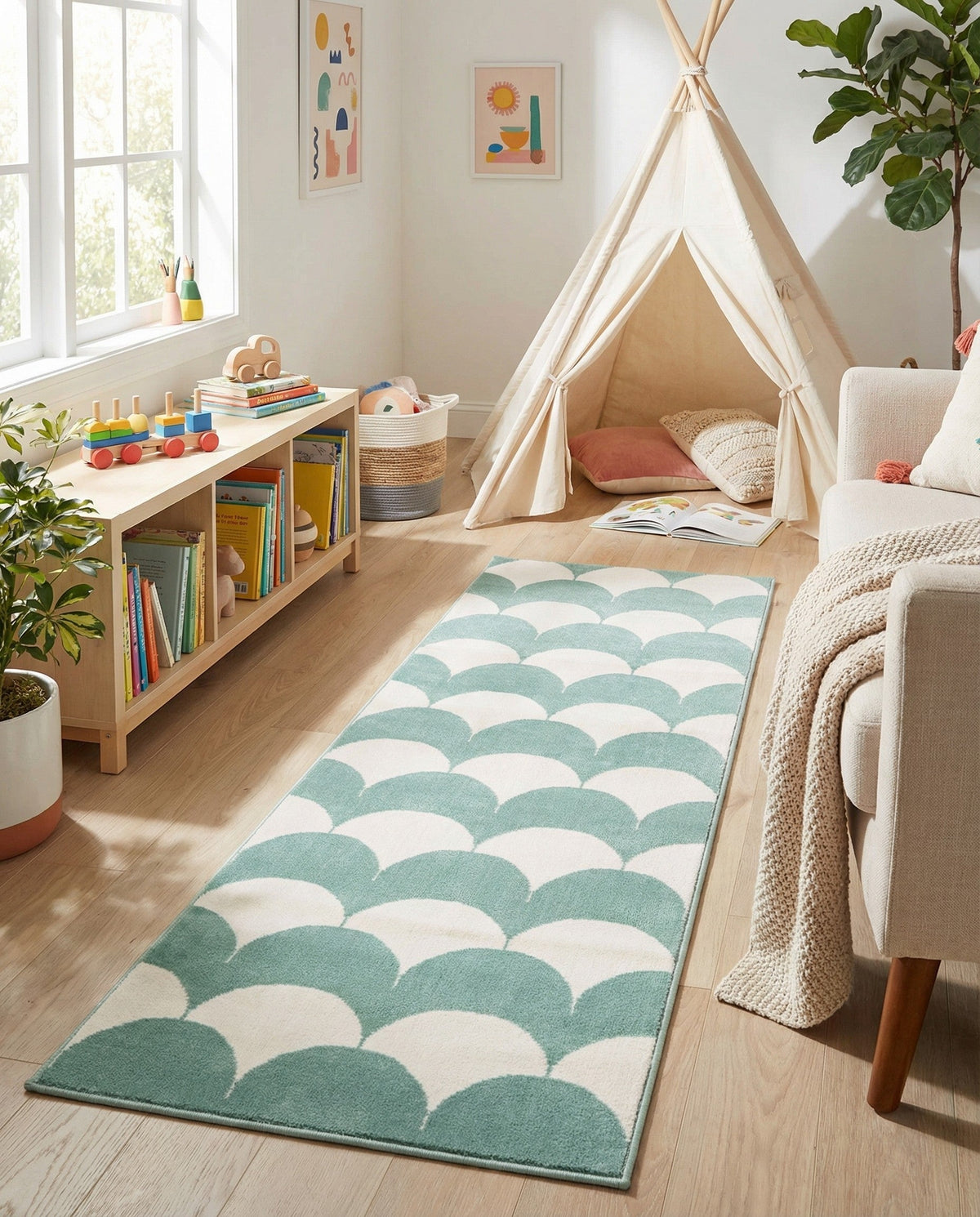 Wonder Tykes Collection Area Rug - Sparklewood Runner Soft Green  lifestyle 152