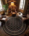 Samarkand Elegance Collection Area Rug -  Margilan (Dark Green) Round Dark Green  lifestyle 80