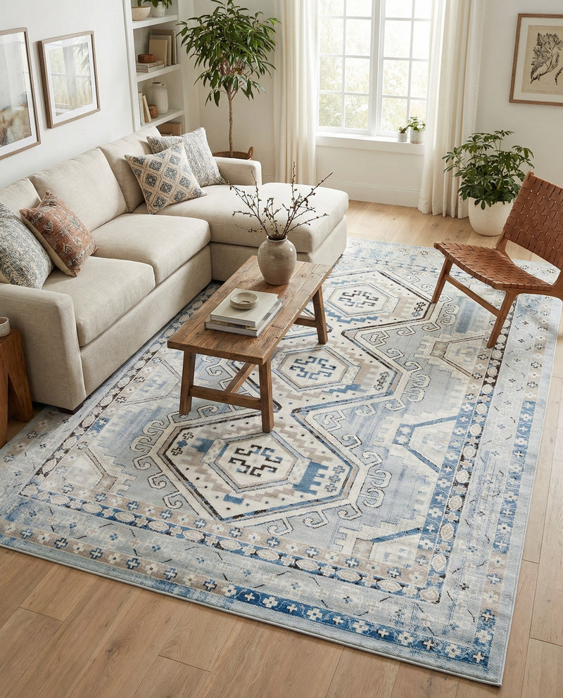 Savannah Elegance Collection Area Rug -  Tybee (Aqua Blue) Rectangle Aqua Blue  lifestyle 27