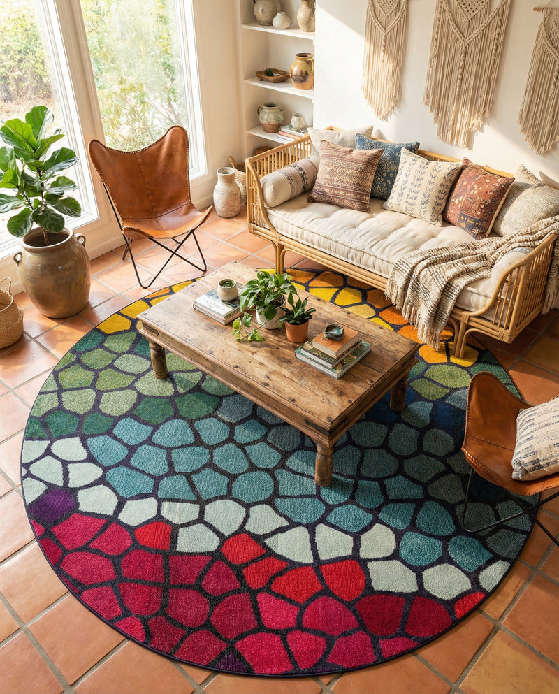 Marrakesh Elegance Collection Area Rug -  Melilla Round Multi  lifestyle 55