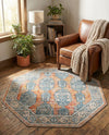 Seville Stripes Collection Area Rug -  Granada (Brick Red) Octagon Brick Red  lifestyle 67