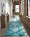 Seychelles Stripes Collection Area Rug - Mahe (Turquoise) Runner Turquoise  lifestyle 25