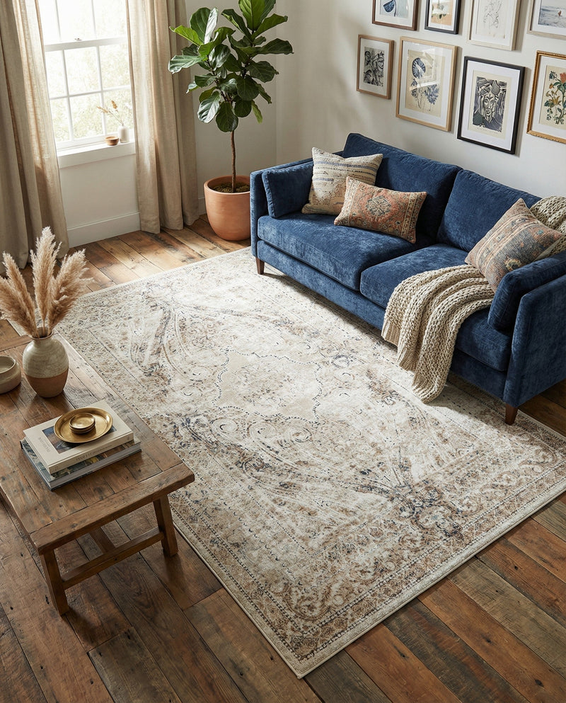 Coastal Manor Collection Area Rug -  Seagrove Rectangle Beige  lifestyle 30