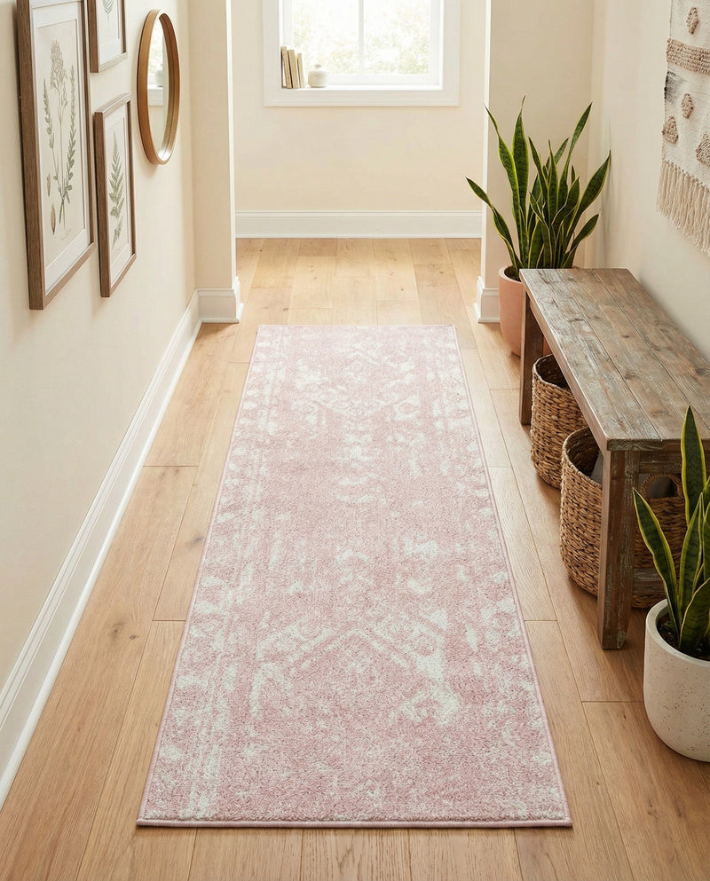Brighton Stripes Collection Area Rug - Sussex (Pink) Runner Pink  lifestyle 56