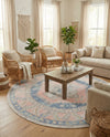 Savannah Series Collection Area Rug -  Augusta (French Blue) Round French Blue  lifestyle 76