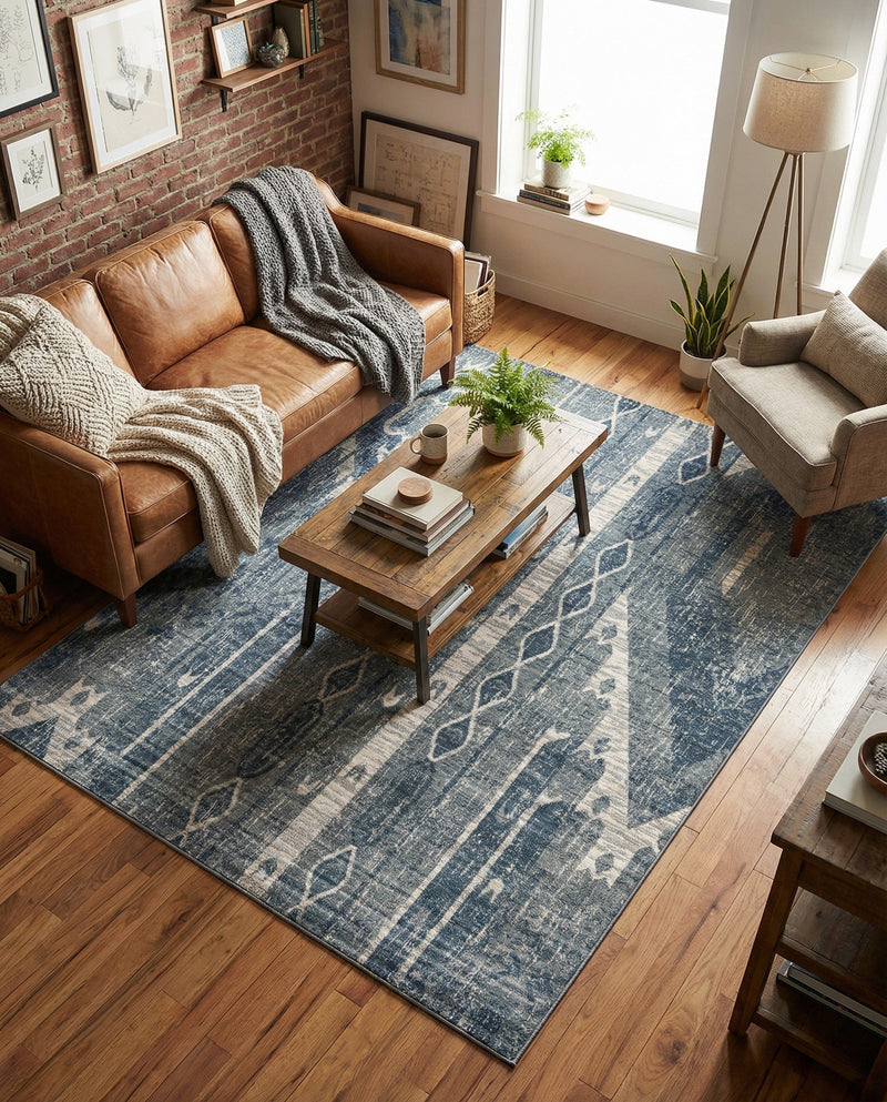 Cascade Range Collection Area Rug - Hood (Blue Gray) Rectangle Blue Gray  lifestyle 4